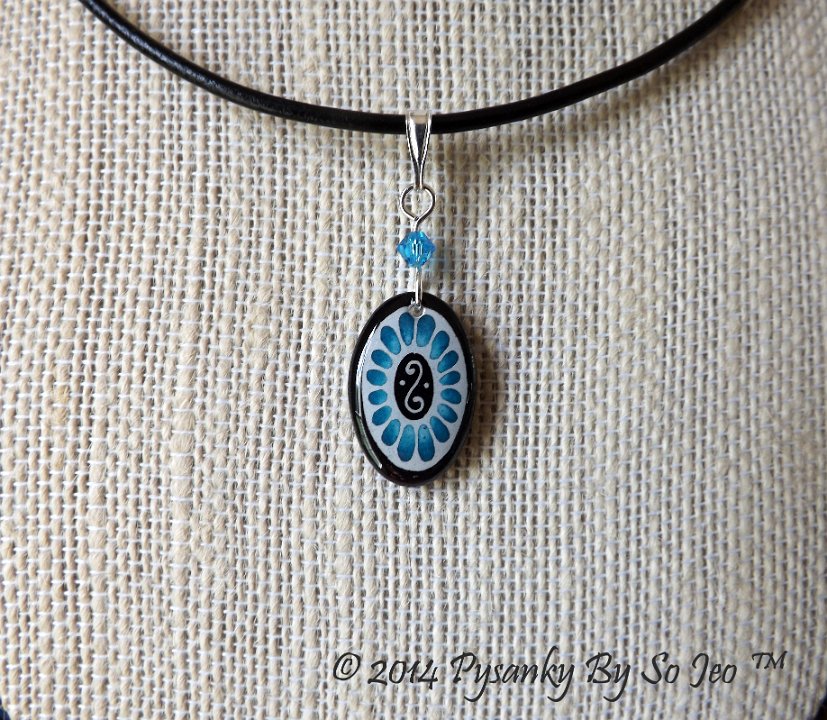 Turquoise Blue Oval Earrings and Matching Necklace Pysanky Jewelry by So Jeo